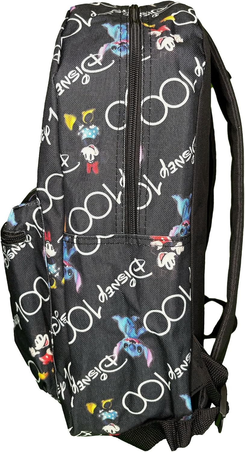 Fast Forward Disney Friends 100th Anniversary 16" Backpack with 1 Front Pocket All Over Print