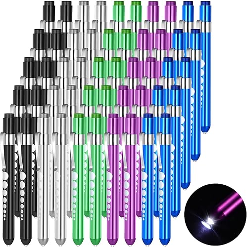 50 unidades de luz LED para enfermeras con medidor de pupila, accesorios de enfermería reutilizables para uso diario, médicos, escuelas