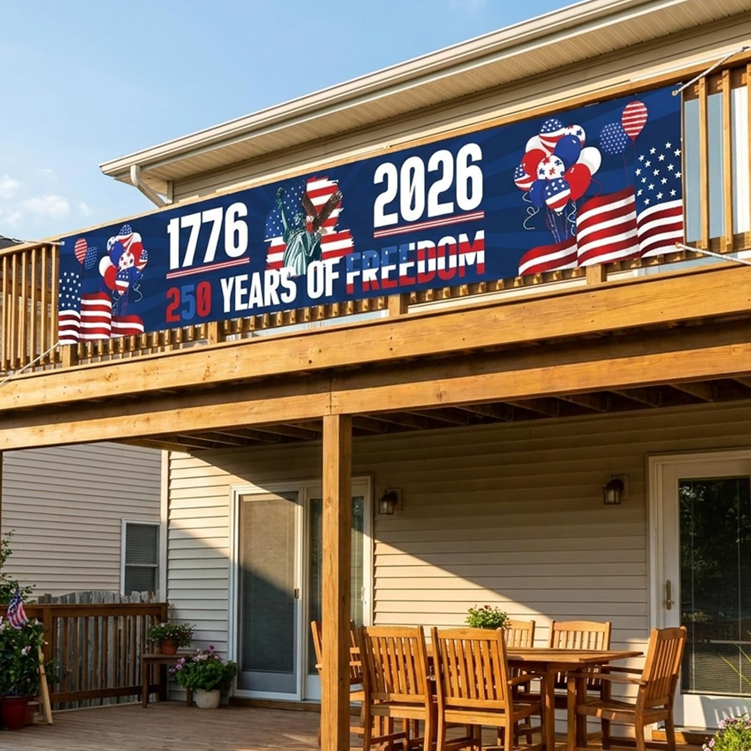 250th Anniversary American Banner Flag, 1776-2026 250 Years of Freedom Yard Banner Decorations, 4th of July USA Birthday Patriotic Banner for Outdoor Indoor Garden Porch Party Supplies