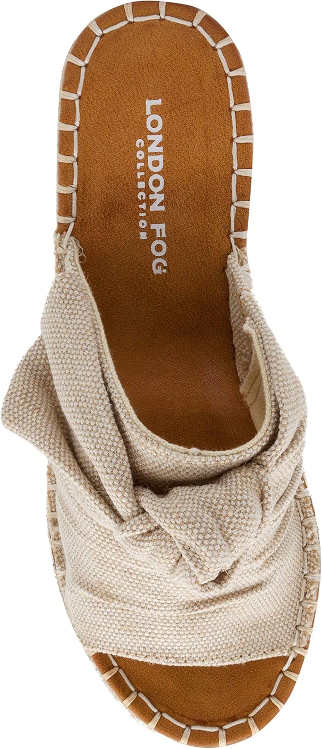 LONDON FOG Womens Heidi Espadrille Wedge Sandals with Knotty Bow Detail - Image 7