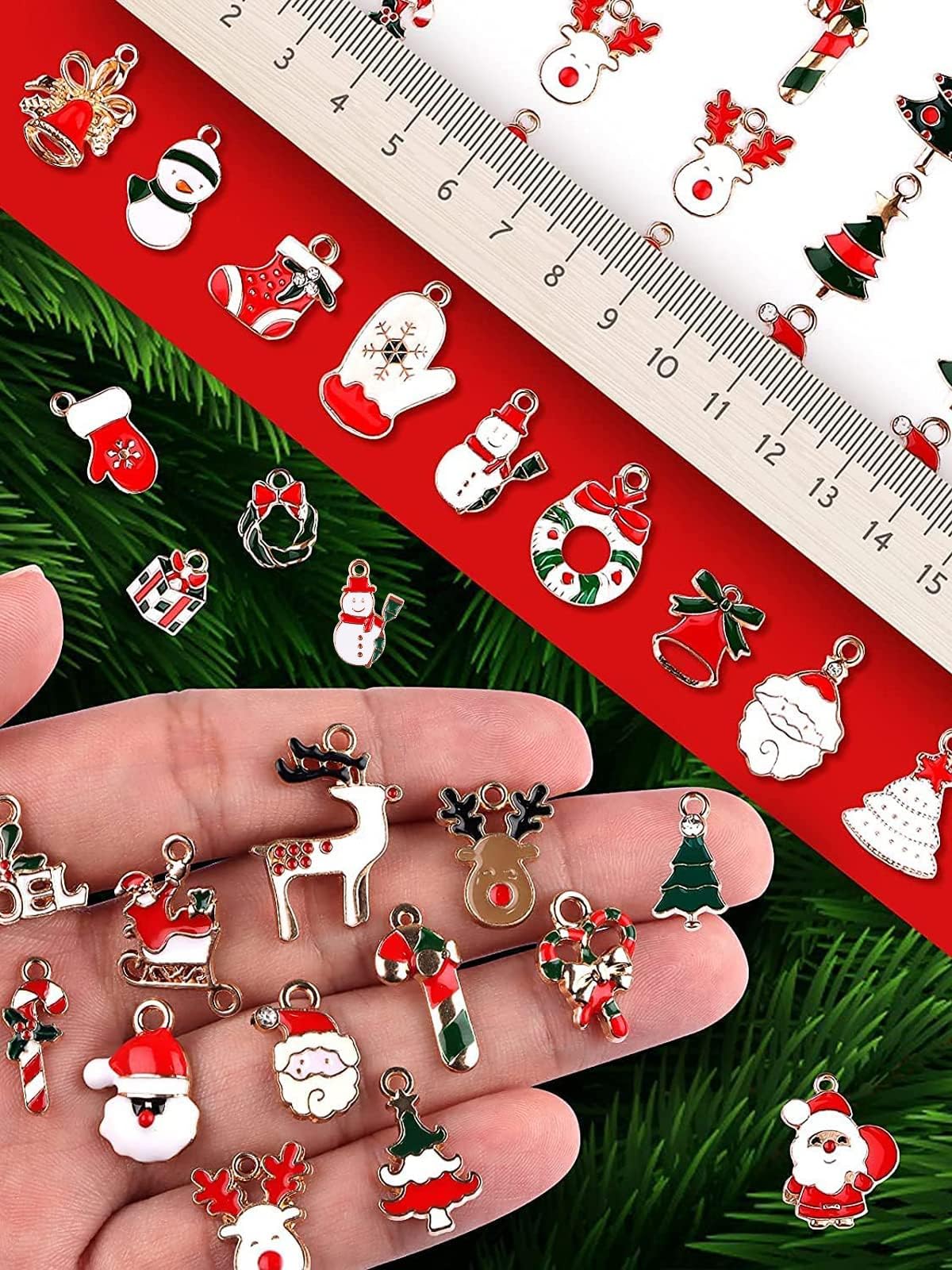 Kalolary 96P Christmas Enamel Gold Charms for Jewelry Making Assorted Gold Charms for Christmas Snowflake Snowman Tree Hat DIY Necklace Bracelet Earrings Making Crafting Decoration - Image 2