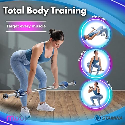 Miniatura 6 de müüv - Juego de mancuernas ajustables 2 en 1 y sistema de mancuernas para gimnasio en casa, juego de pesas de 5 a 40 libras con platos y asas,