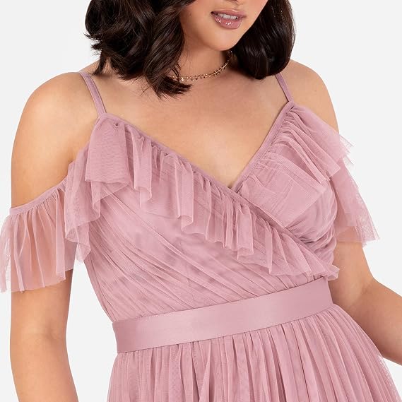 Robe Maxi Longue Femme Anaya With Love - Sans Manches Col V Tulle A-Line Mariage Invitée