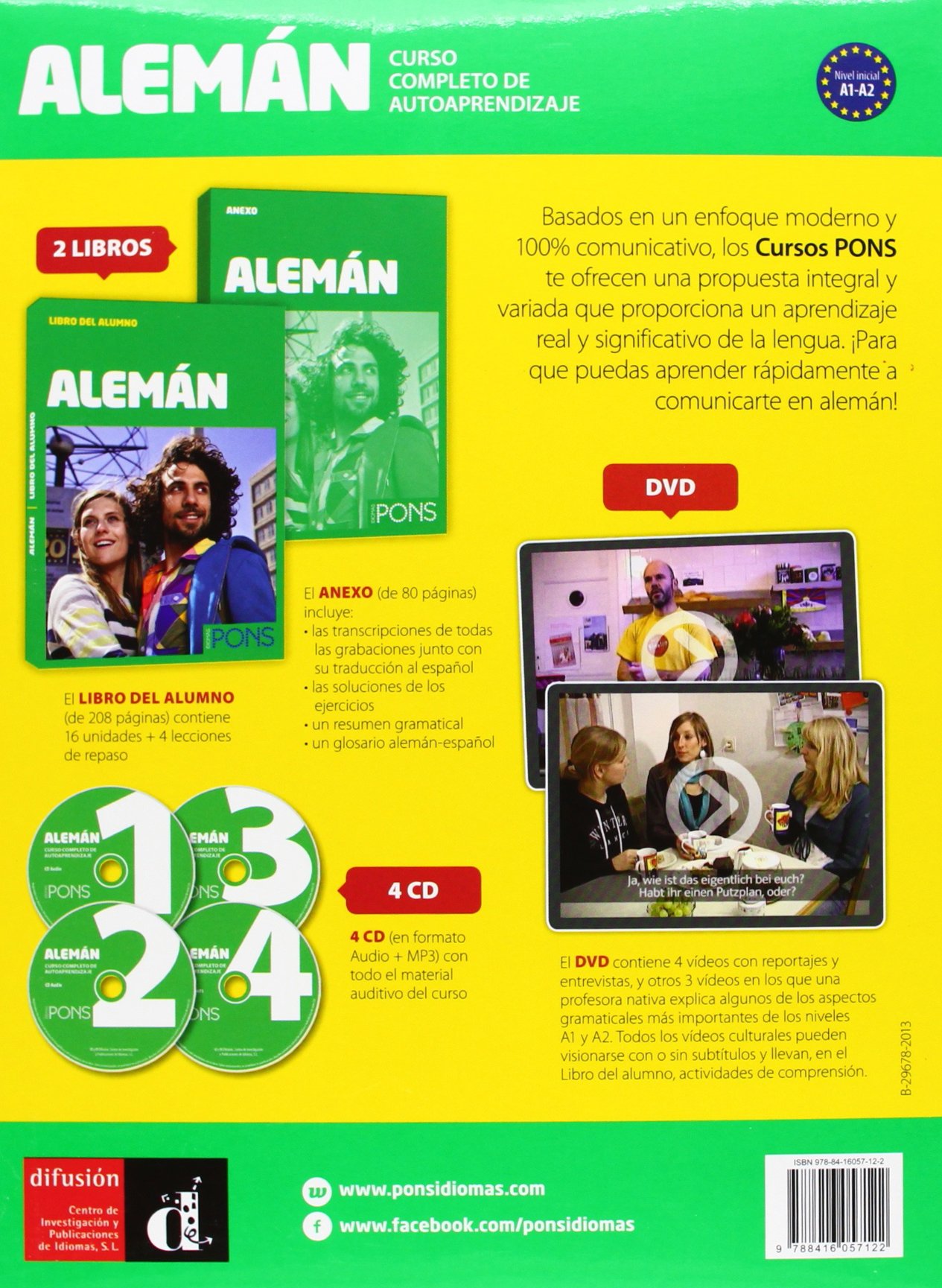 Curso Pons Alemán. 2 libros + 4 CD + DVD