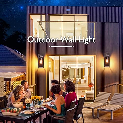 Miniatura 5 de BesLowe Lámparas de pared para exteriores, faroles de pared impermeables para exteriores, apliques de porche marrones, iluminación montada en la