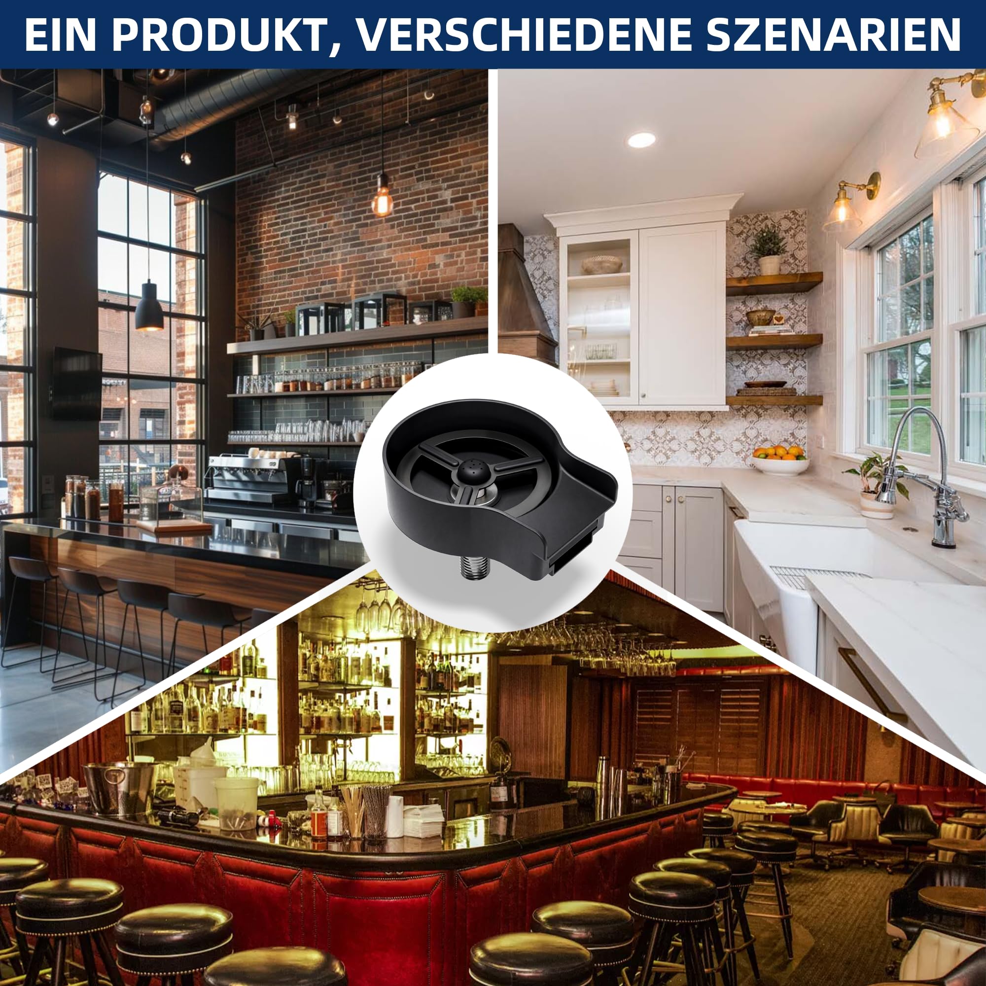 ZHIBAI Gläserspüler,FlaschenspüLer,Glasspüler für Spülbecken,Edelstahl Glasspüler für Spülbecken,glass spüllen für küchenspüle,Bar Gläserdusche, spülbecken-glasspüler,flaschenreiniger(Schwarz)