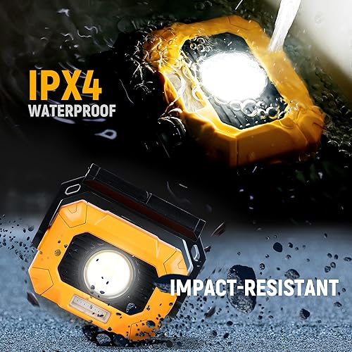 Miniatura 4 de Adelante Paquete de 2 luces de trabajo magnéticas recargables, luz de trabajo LED de 1500 lúmenes, soporte giratorio de 360, 3 temperaturas de