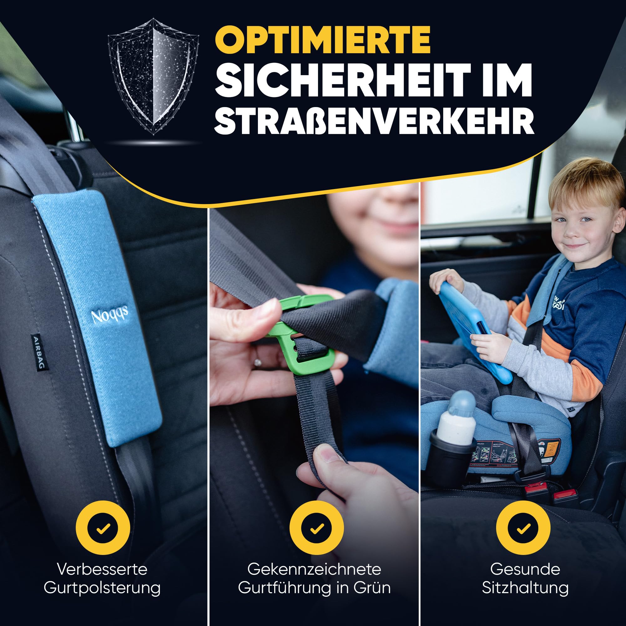 Rivestimento di ricambio per seggiolino auto | lavabile, con imbottitura per cintura (blue)