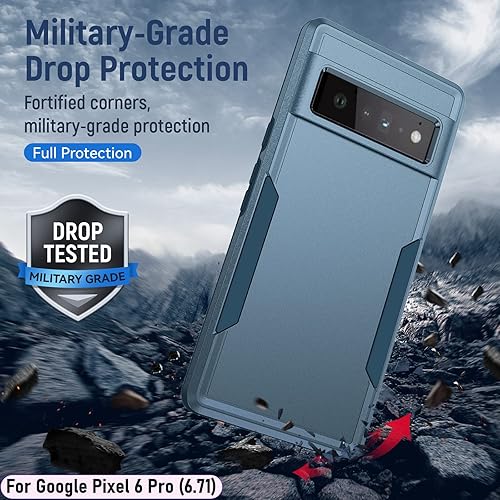 Miniatura 7 de LMDAMZ Funda híbrida de doble capa para Pixel 6 Pro de 6.7 pulgadas, resistente a los golpes, resistente a los golpes, con 1 soporte magnético para