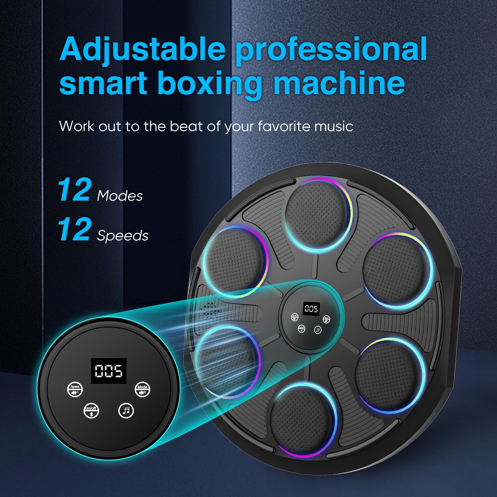 Máquina De Boxeo Musical LED Inteligente Bluetooth Con Guantes, 9 Ajustes De Velocidad Y Modo De Conteo Para Adultos Y Niños