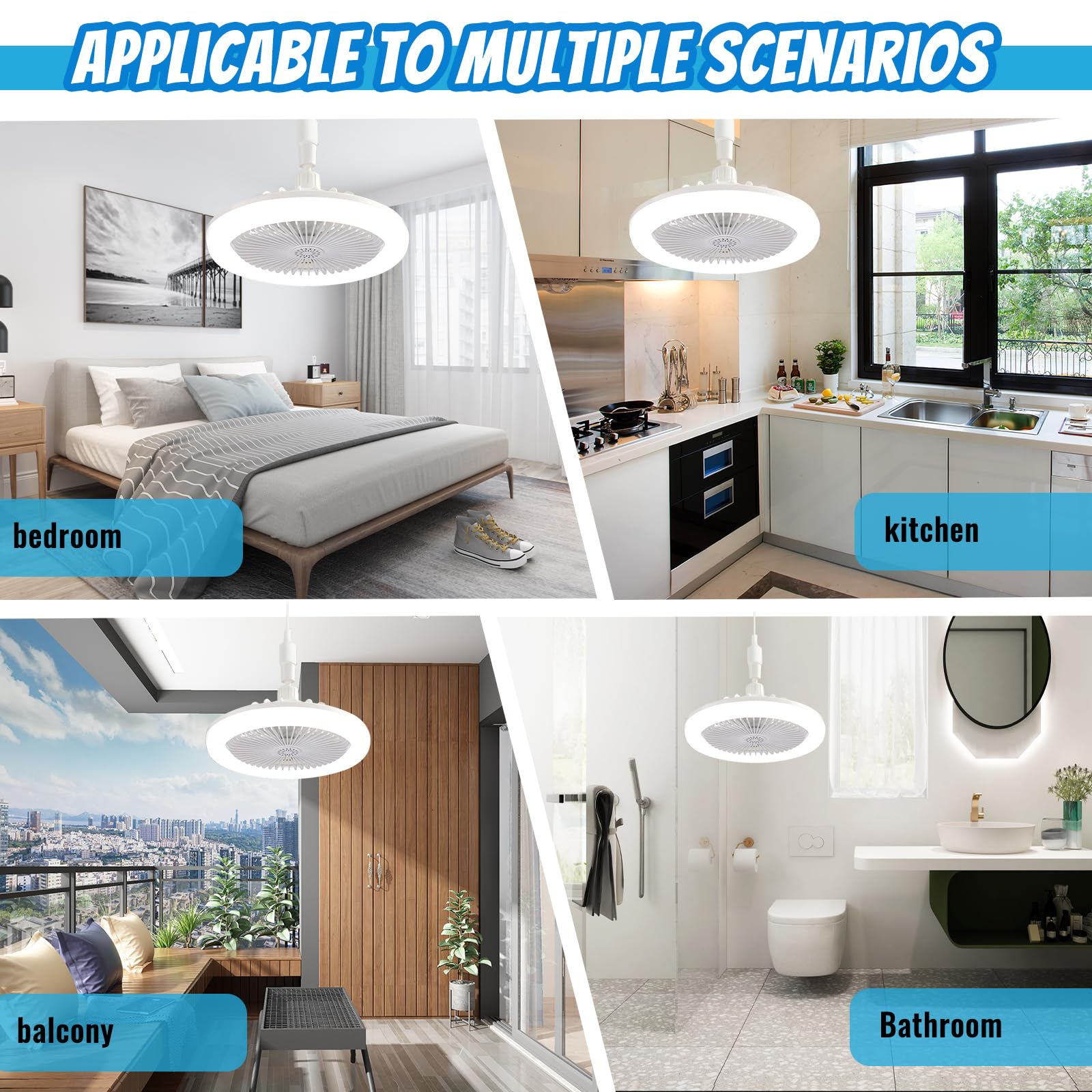 Lampadario Ventilatore da Soffitto, Lampadario VentolaconLuce, LED Ventola Soffitto con Luce E27, Lampada Ventilatore da Soffitto con Telecomando, Ventilatori da Soffitto con Luce