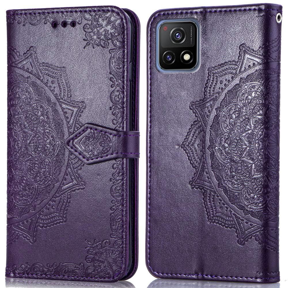 ClickCase Queen Series, Faux Leather Flower Embossing Wallet Flip case Magnetic Closure Flip Cover for vivo Y72 5G (Violet)