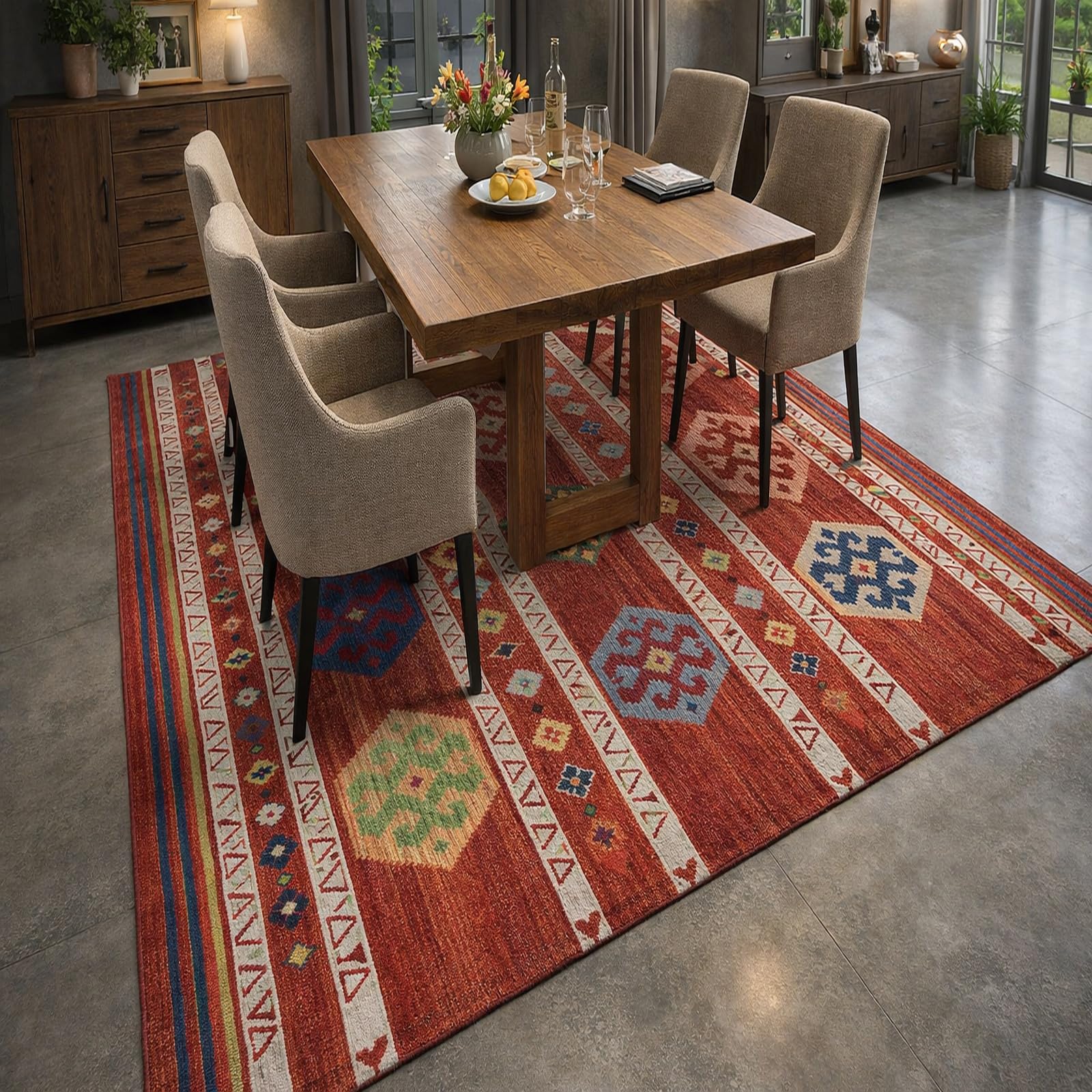 Tapis de décoration facile à nettoyer pour salon dynamique et coloré