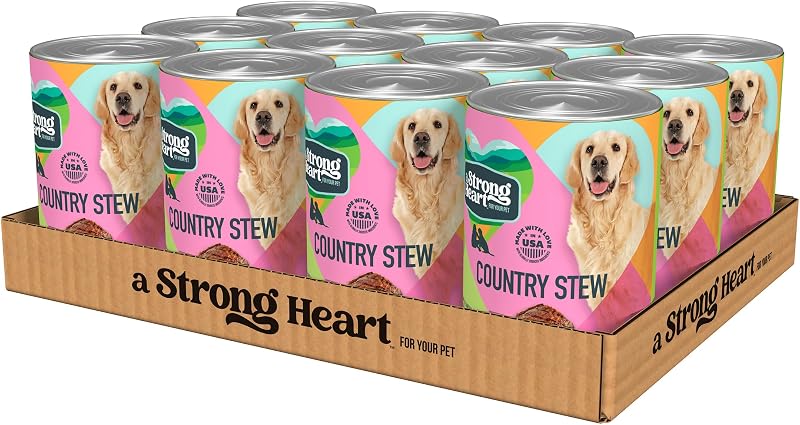 Ração úmida para cães Strongheart Country Stew com carne, cenoura e ervilha ao molho — Pacote com 12 latas de 624 g