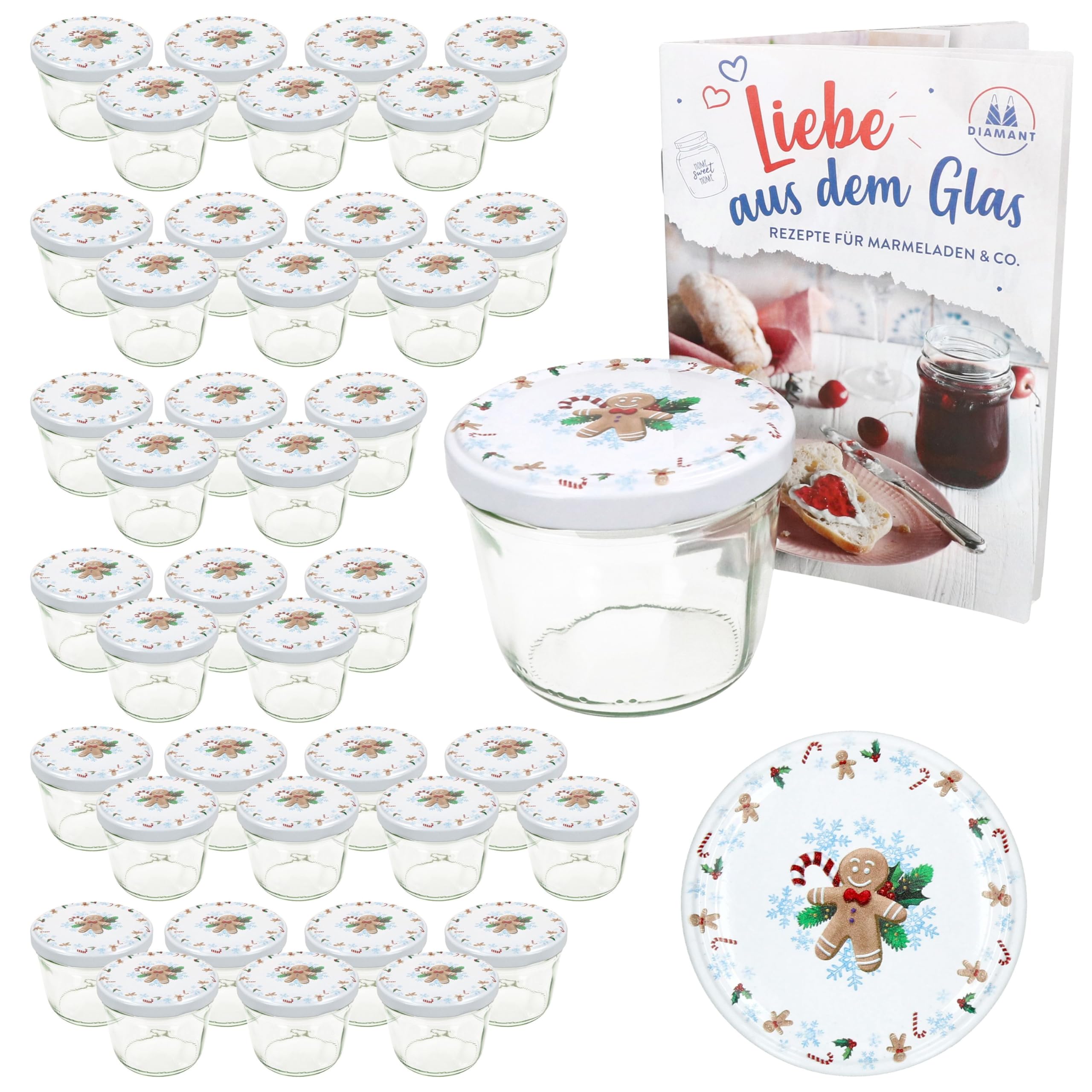 MamboCat Lot de 40 bocaux en verre de 230 ml avec couvercle à visser Candyman bleu glacé I Bocaux de conservation + couvercles TO 82 + livret gratuit I Bocaux de conservation et conservation
