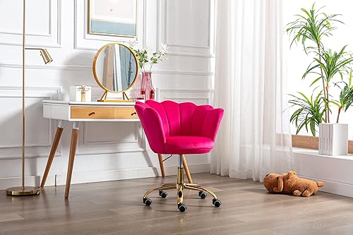 Miniatura 7 de ZOBIDO Cómoda silla de trabajo para la oficina en casa con ruedas, bonita y moderna tapizada de terciopelo con respaldo de concha, silla de