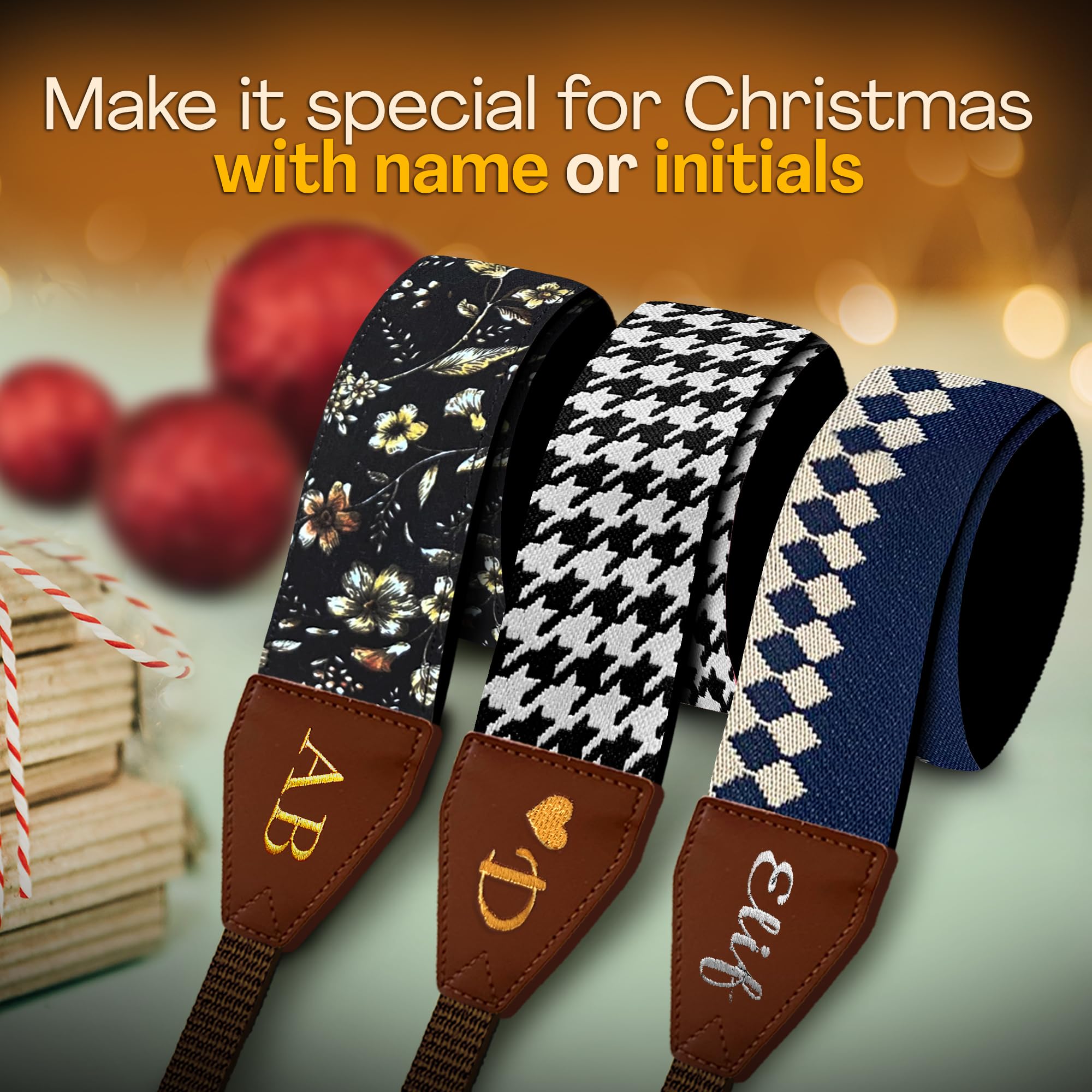 Art Tribute Custom Blue Diamond Camera Strap - Add Your Text and We Make It Especially For You Get Your Own Personalized Stocking Stuffer & Christmas Gift Camera Strap, No Shipping Cost!