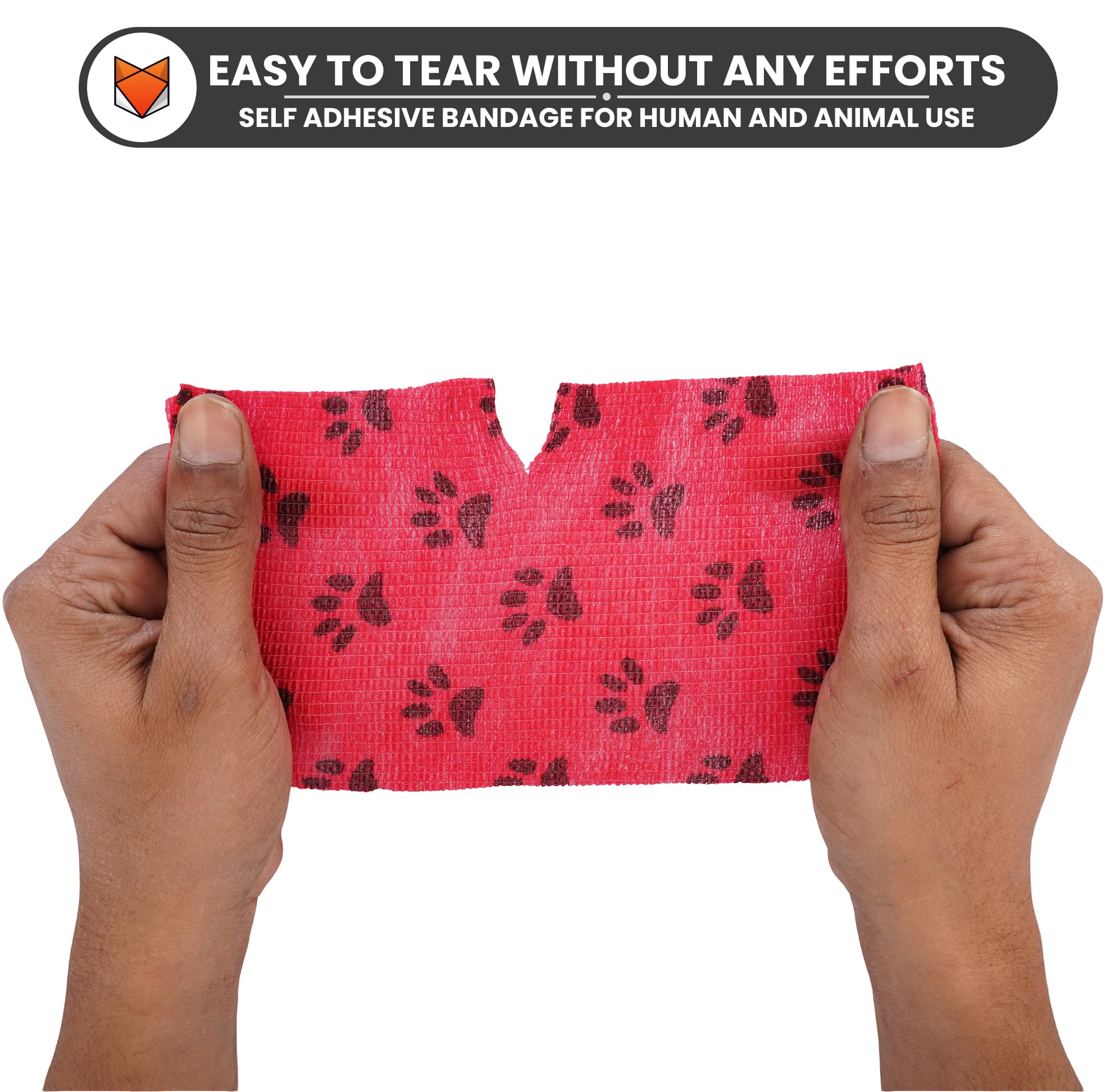 Wooflix self Adhesive Vet wrap cohesive Bandage 10 cm Wide for Dogs, Cats, & Humans - Non Woven Breathable Elastic Bandage - First aid Bandage for cat, Dogs, & Horse - Lick Proof Pack of 6 XL 2