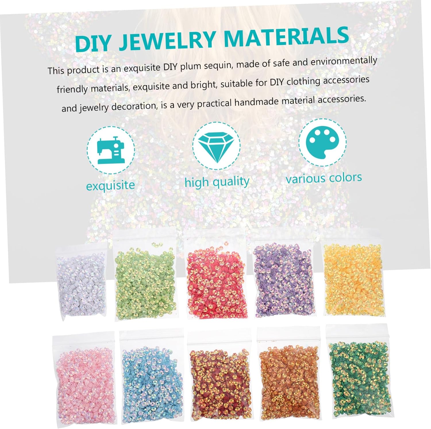 VOSAREA 10pcs DIY Sequin Beads Glitter for Crafts Rhinestones Bulk Decorative Blossom Sequins Epoxy Materials Irregular Decor Accessories