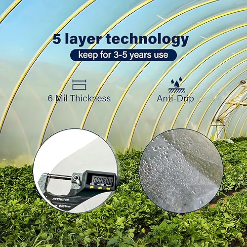 Miniatura 3 de hannger Lámina de plástico para invernadero, 6 mil de grosor de 10 x 15 pies, película de plástico transparente para invernadero, cubierta de