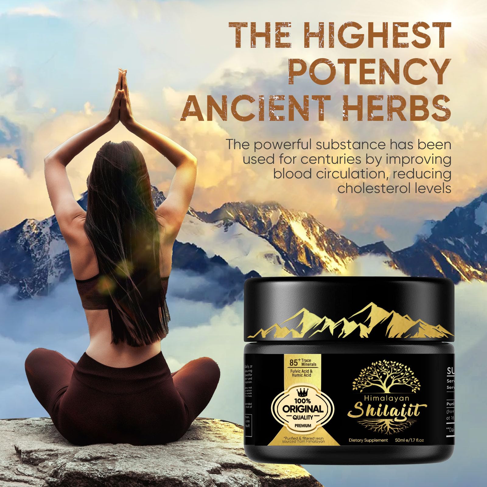 Shilajit Original, resina del Himalaya altamente eficaz, shilajit natural, enriquecido con minerales, potenciador natural de la energía para hombres y mujeres (50 ml)