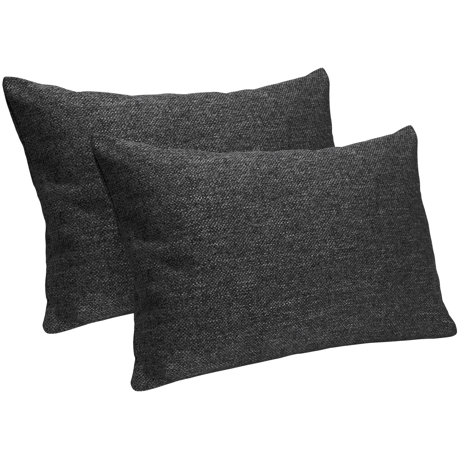 Selfitex 2er Set 40x60 cm, Sofakissen mit Füllung und Bezug, Dekokissen, Kopfkissen mit weicher Kissenfüllung, stilvolle Kissen Deko, robuster Polsterstoff, hochwertiges Couch Kissen (Anthrazit)