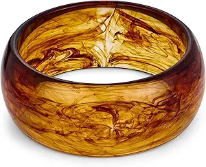 WOWORAMA Colorful Resin Acrylic Bangle Bracelets for Women Geometric Chunky Mottled Acetate Resin Bangles Wide Acrylic Plastic Bracelets Statement Jewelry