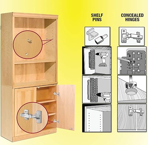Miniatura 9 de Milescraft 1316 Cabinet Mate - Plantilla de perforación de pasador de estante para crear agujeros para estantes sin tambaleo. Plantilla de hardware