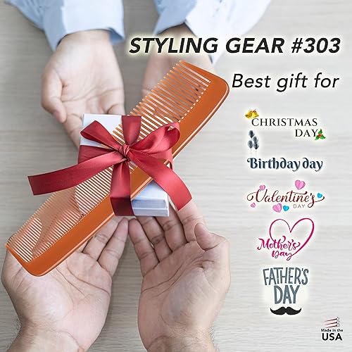 Miniatura 9 de Styling Gear Peine de dientes anchos #303 para desenredar el cabello, para mujeres, hombres, estilistas, peine, peines de dientes anchos, peines