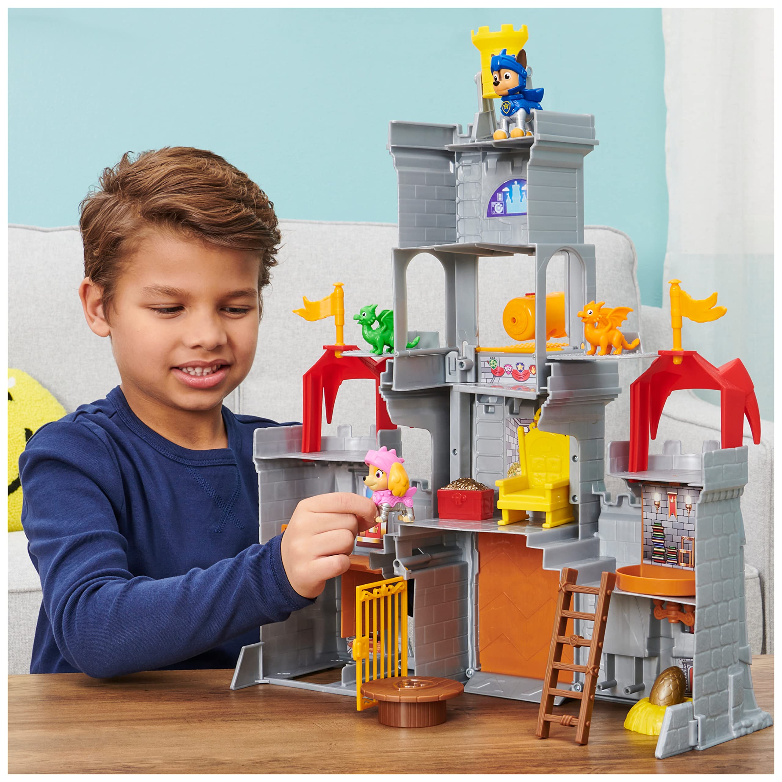 Paw Patrol, Castello Quartier Generale Rescue Knights, Set di gioco personaggio di Chase e accessori inclusi, Giochi bambini dai 3 anni in su