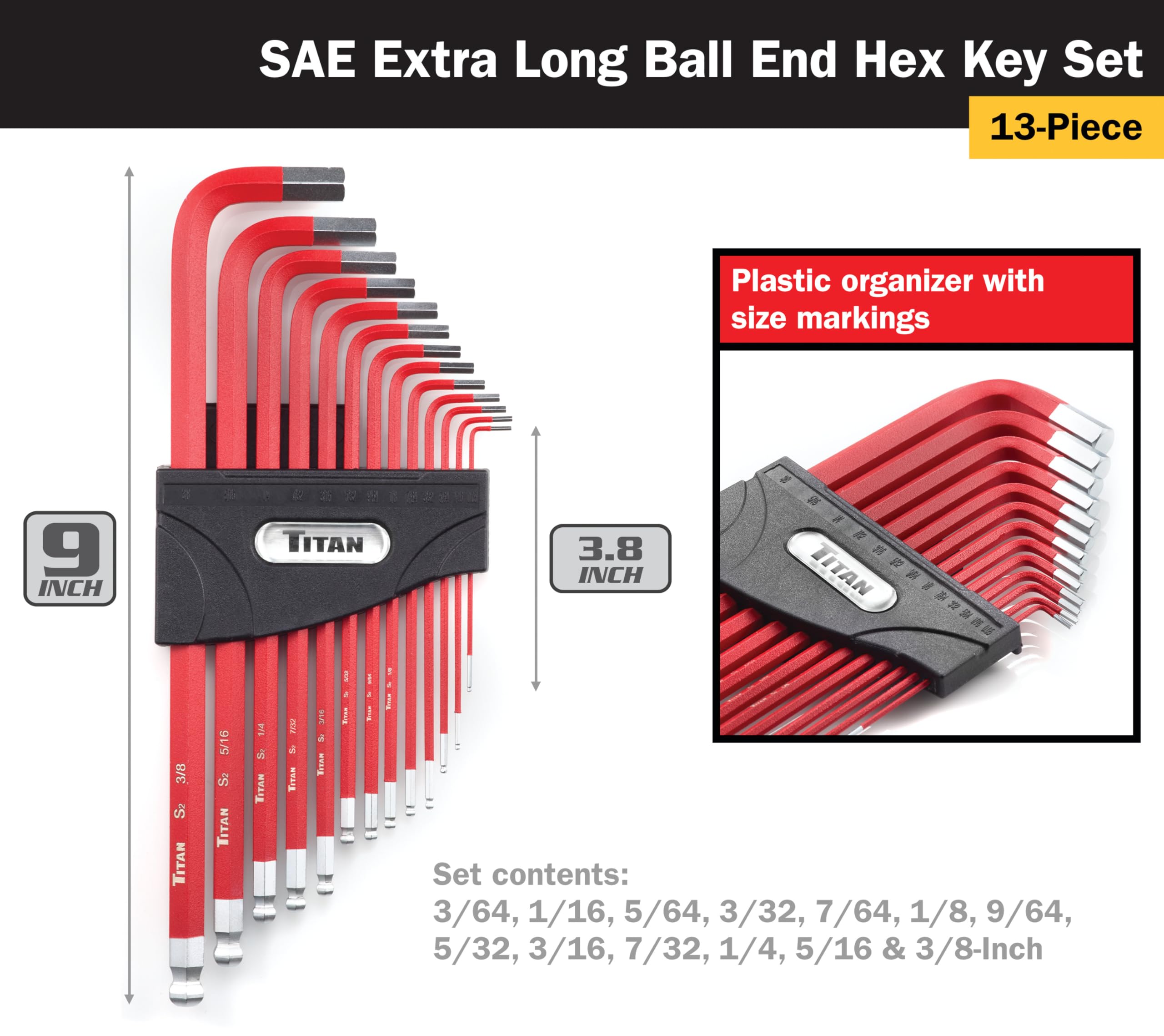 Snapklik.com : 12764 22-Piece SAE And Metric Hex Key Set
