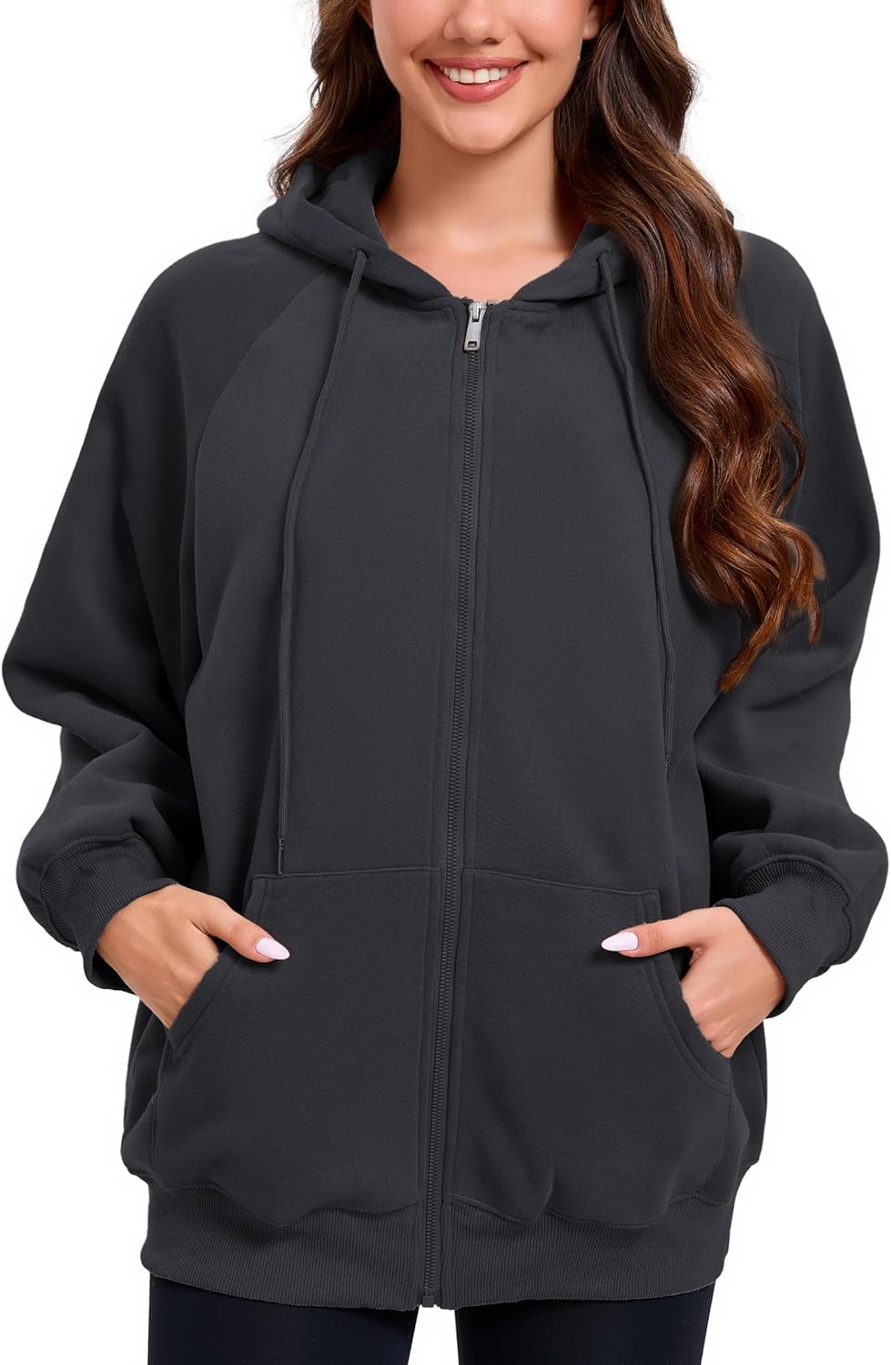 Oyamiki Zip Up Hoodie Women Oversized Sweatshirt Trendy Casual Tops Fashion Fall Outfits Jackets with Pockets - Image 3