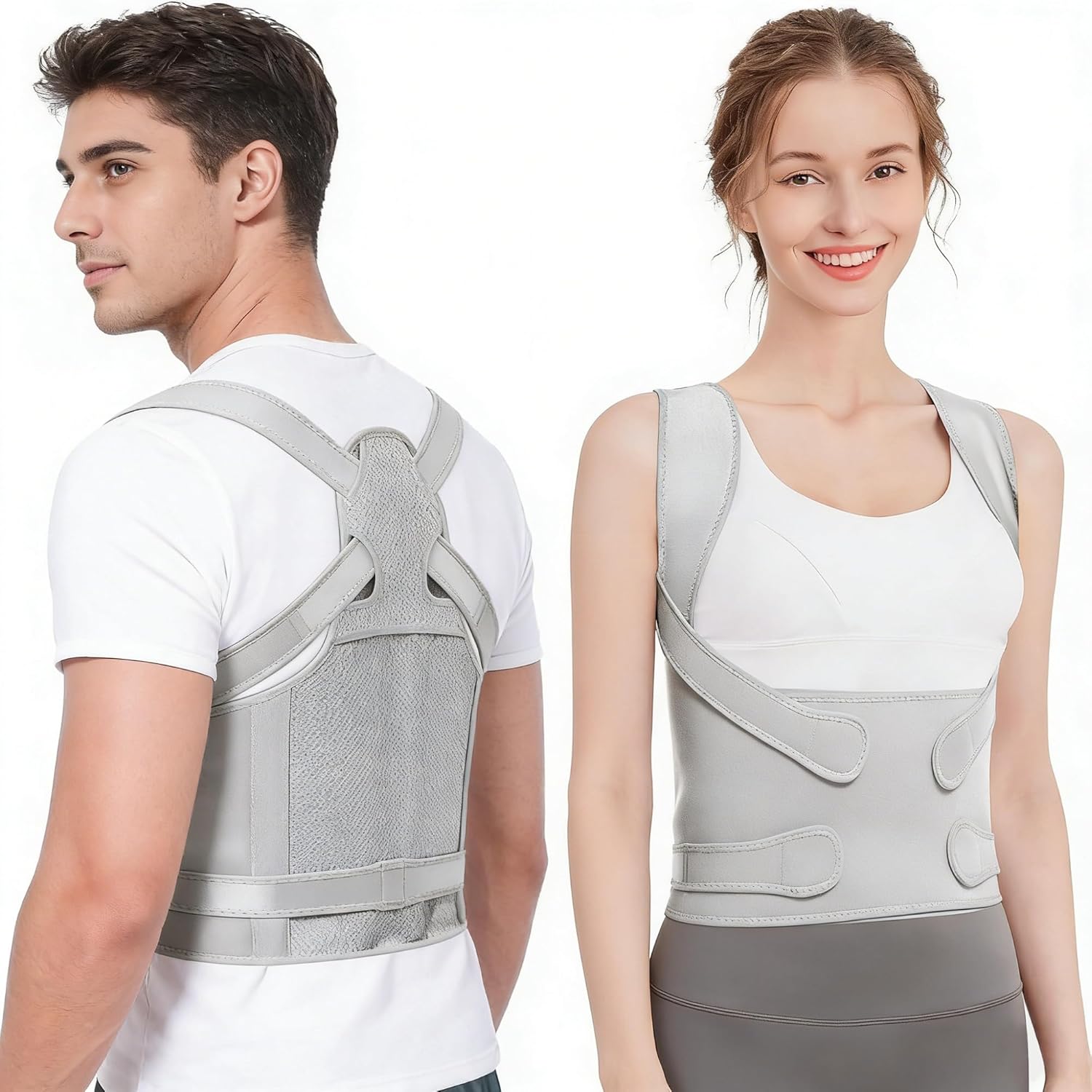 Posture Corrector Upgraded Back Brace for Women and Men, Adjustable Full Back Support, Shoulder Straightener for Hunchback, Scoliosis, Lumbar, Spine, Pink (Medium)