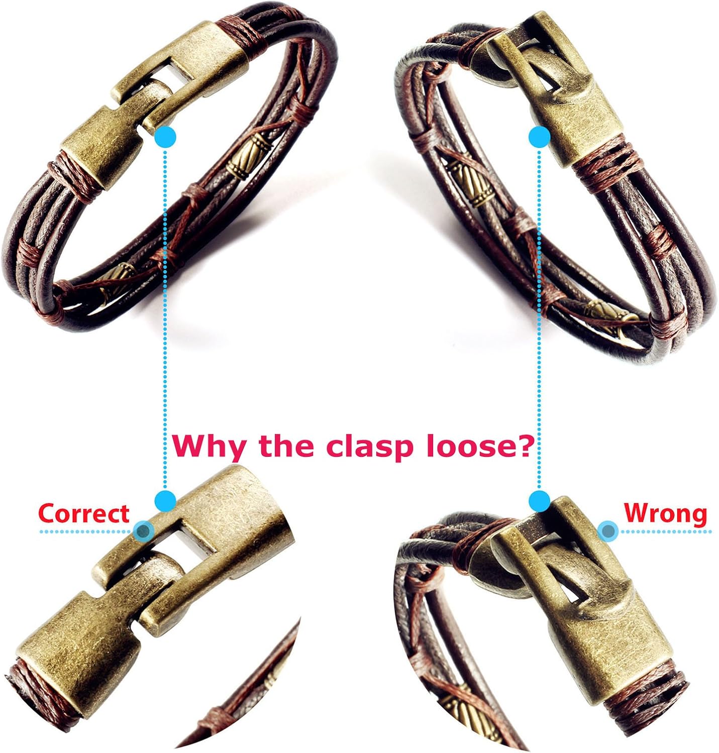 Jstyle Mens Vintage Leather Wrist Band Brown Rope Bracelet Bangle