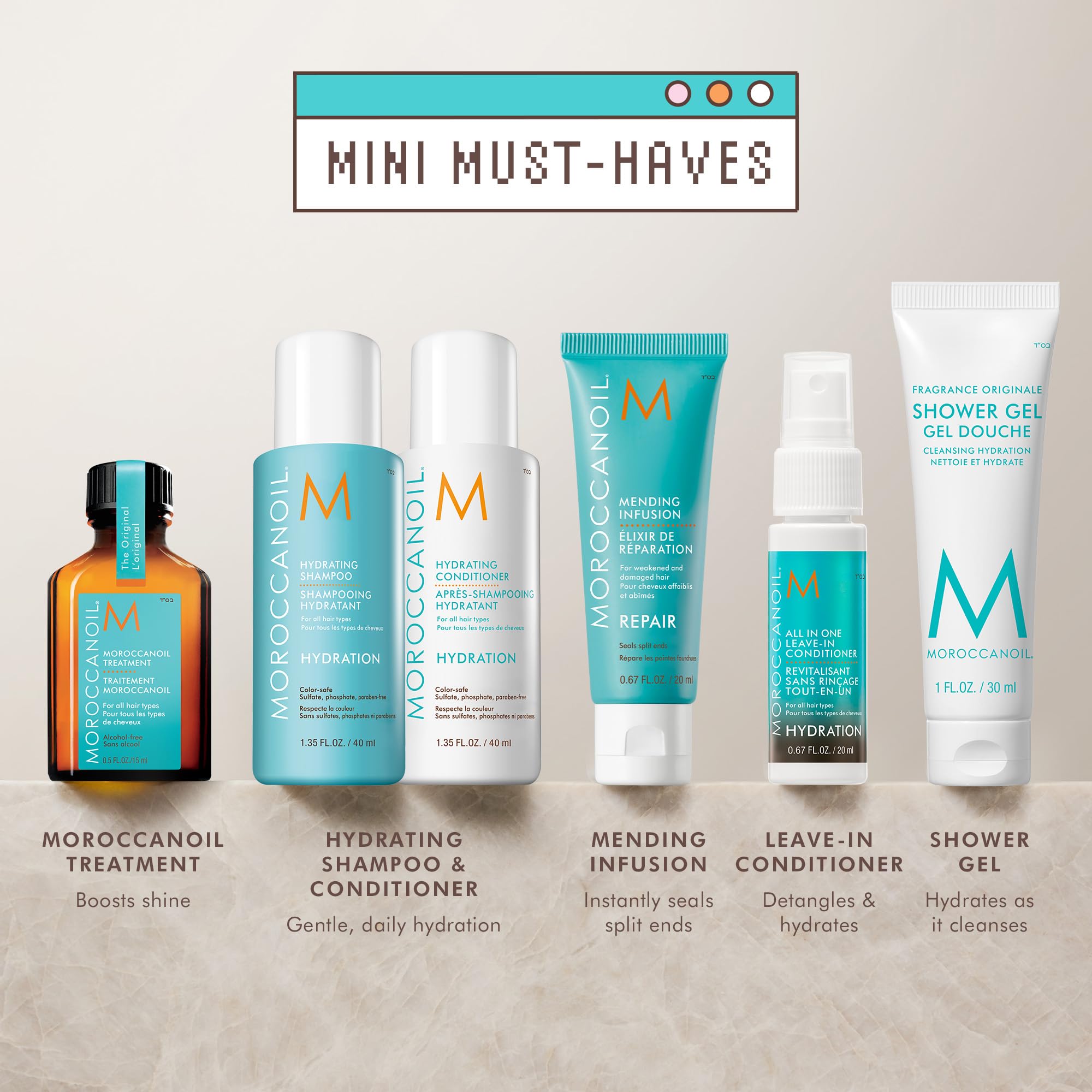 Niezbędne produkty Moroccanoil — zestaw próbek deluxe