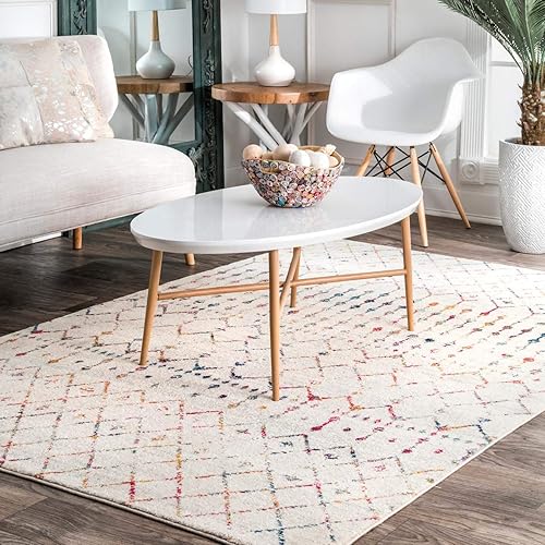 Miniatura 155 de nuLOOM 2x8 Alfombra de Área Blythe Marroquí, Negro y Blanco, Diseño Bohemio Desvanecido, Resistente a Manchas, Para Dormitorio, Comedor, Sala