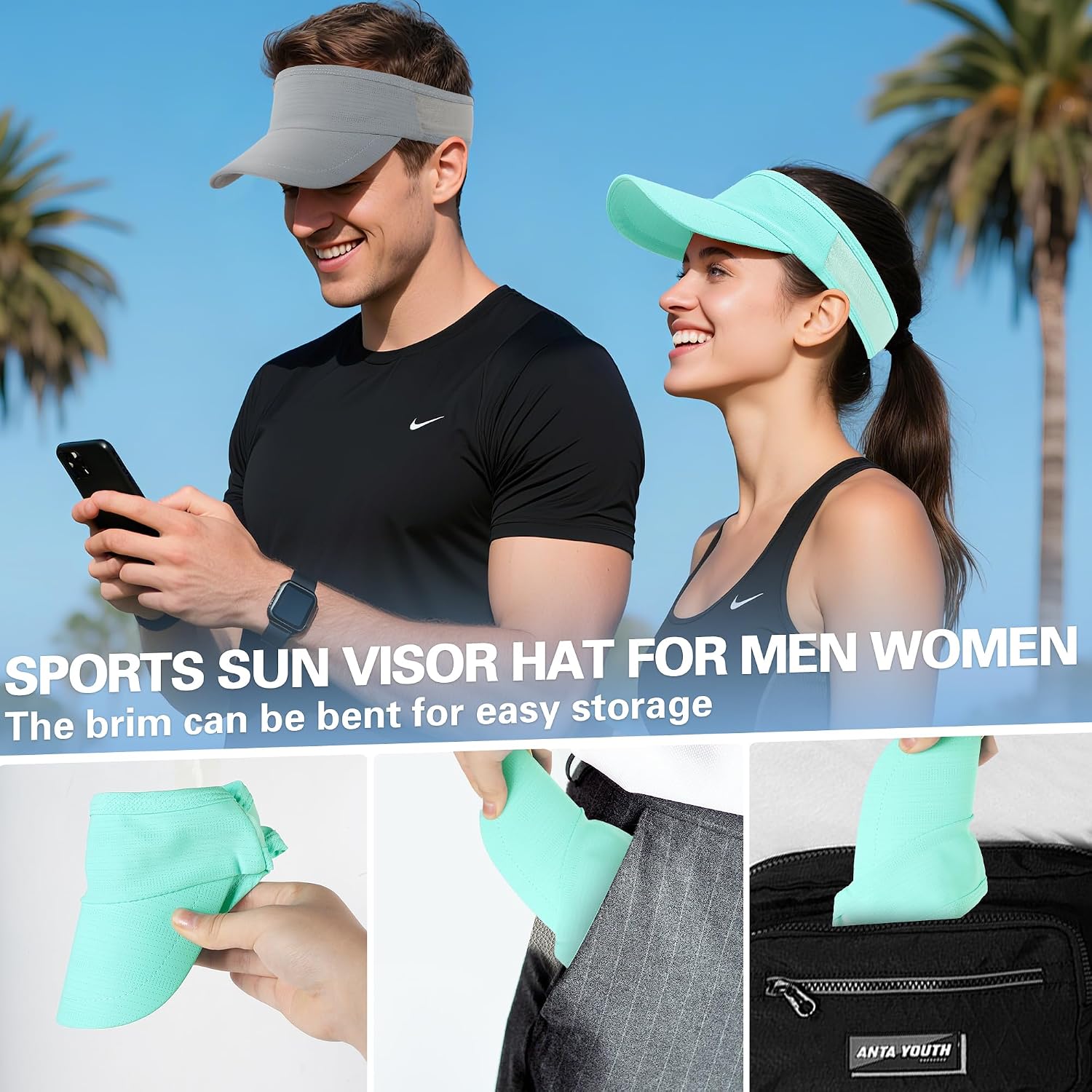 HH HOFNEN Sports Sun Visor Unisex Cooling Cap Lightweight Stretchy Packable image 5