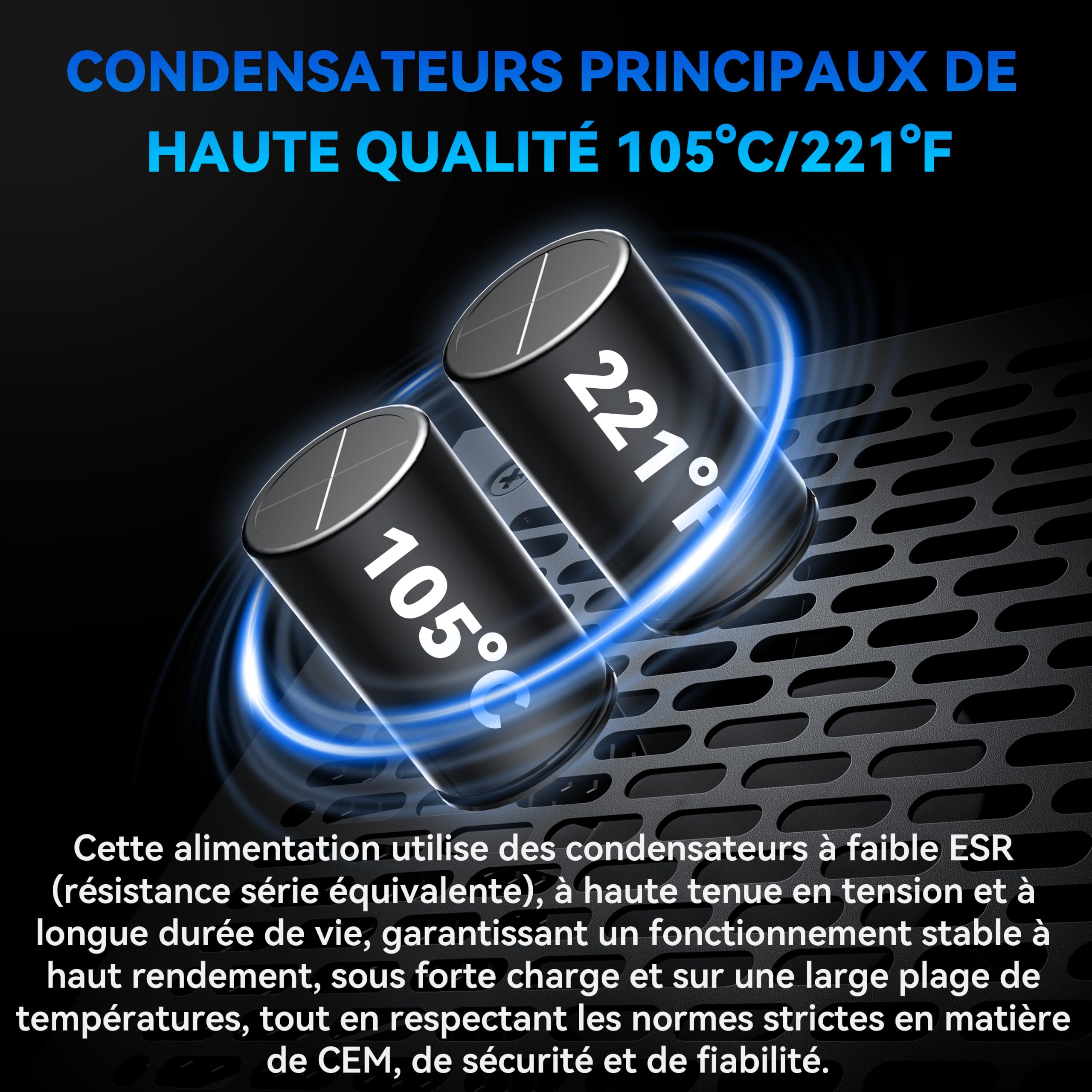 MUSETEX Alimentation PC 1000W, Alimentation ATX entièrement modulaire avec câble d'alimentation 12V-2x6, ATX 3.1 & PCIe 5.0 Alimentation Gaming, Condensateurs à 105°C, (Noir) (MU1000)
