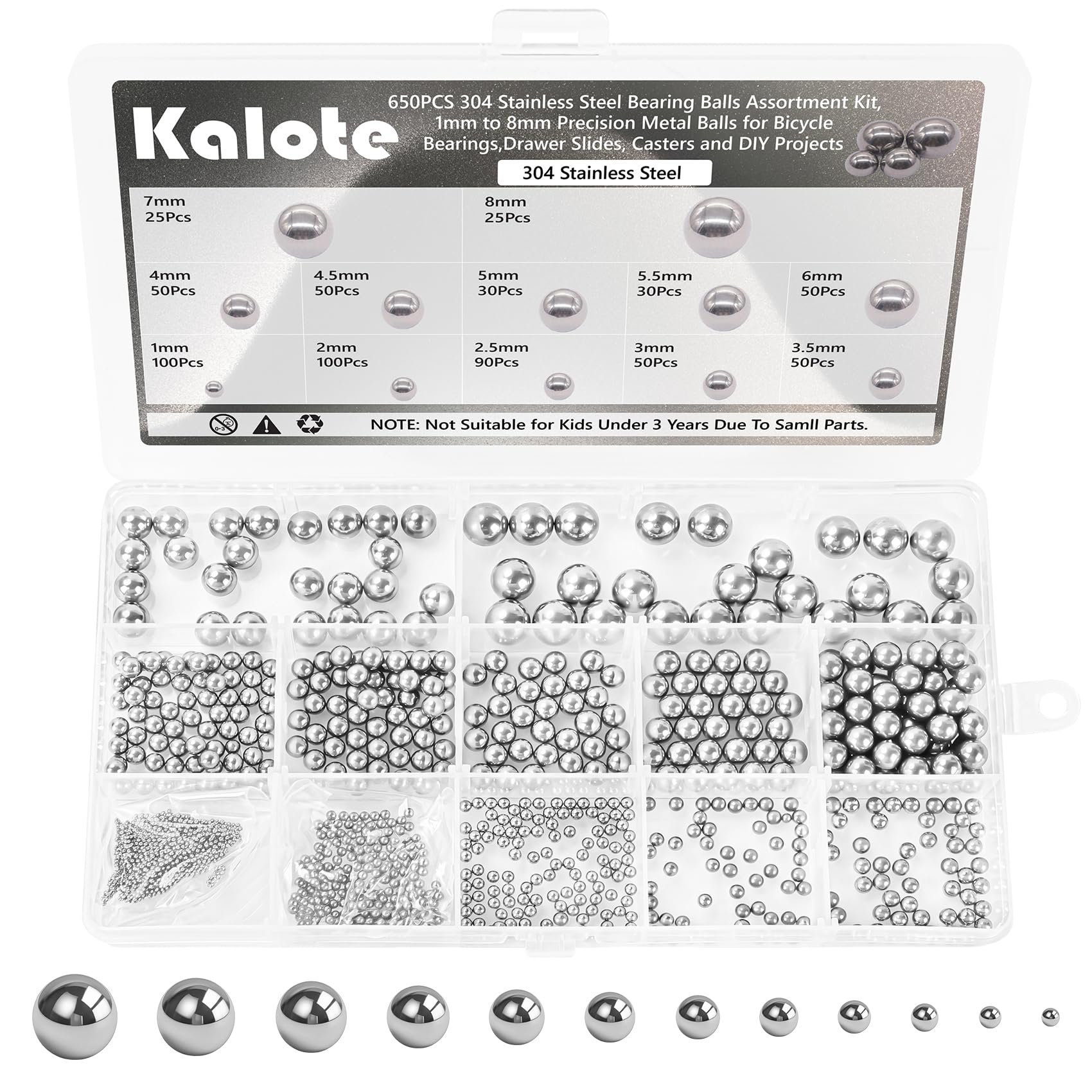 720 Pcs Ball Bearings Kit - Chrome Steel for Bikes -9 720 Pcs Ball Bearings Kit - Chrome Steel for Bikes -9