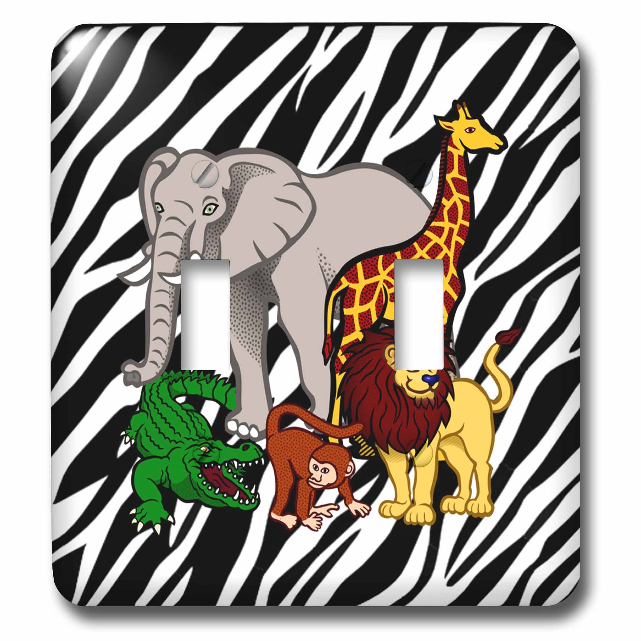 Animales de la jungla en interruptor doble infantil 3D Rose LSP_223515_2 para dormitorio