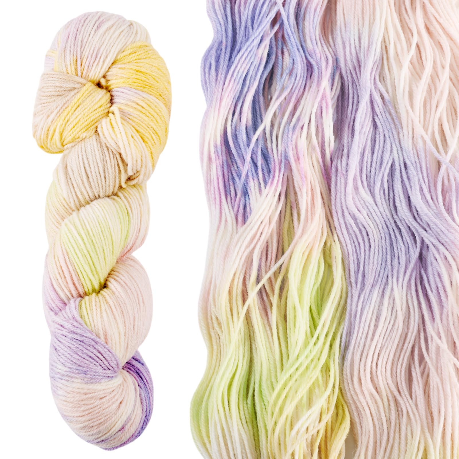 295 Yards Wool Yarn (2mm) - Colorful Rainbow Segment Dyed Yarn For Knitting, Crochet, Scarves & Sweaters