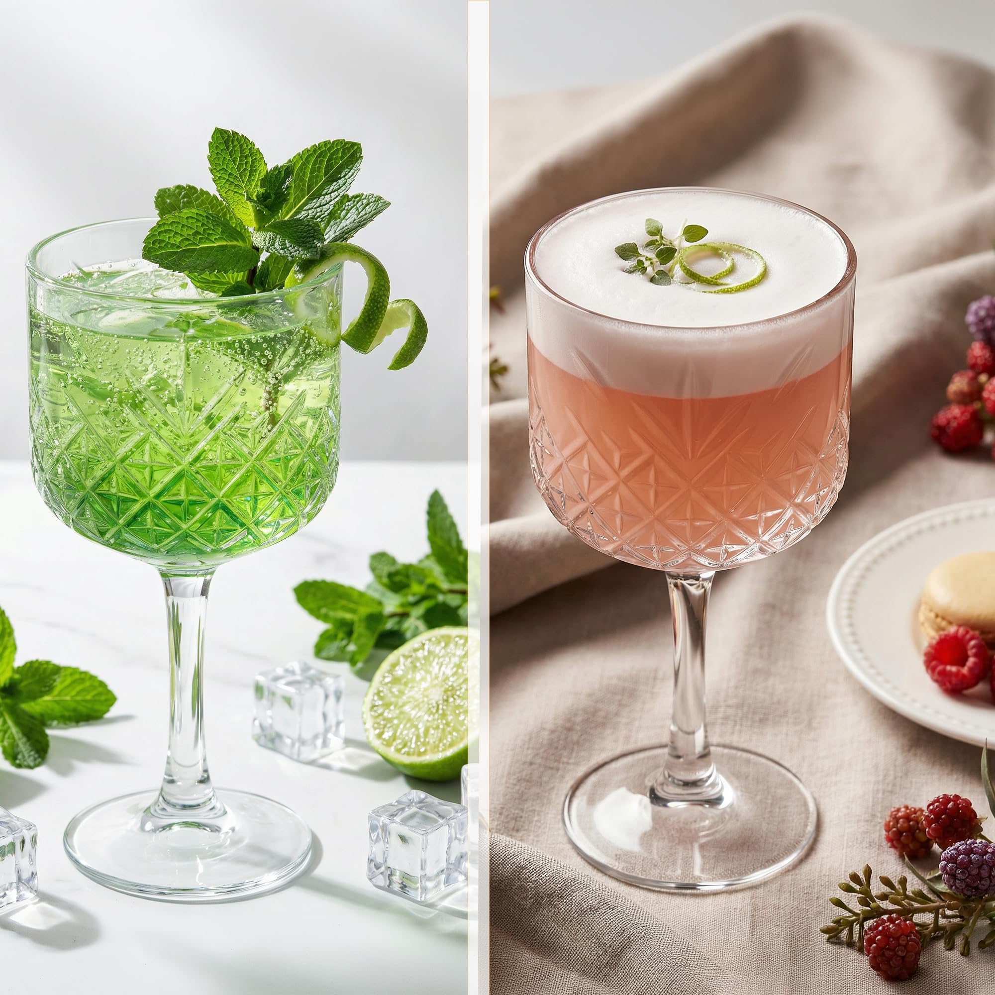 Extra großer Glaskelch, Vintage-Coupe-Gläser, große Weingläser, Cocktail, Champagner, Margarita, lange Stielgläser (500 ml) (Queen-Set)