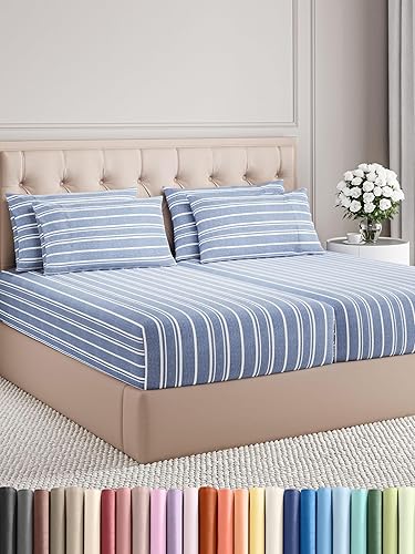 Vista 1052 de Juego de sábanas Split King de 7 piezas, sábanas transpirables y refrescantes, sábanas de hotel, bolsillos profundos, ajuste fácil, suaves y sin