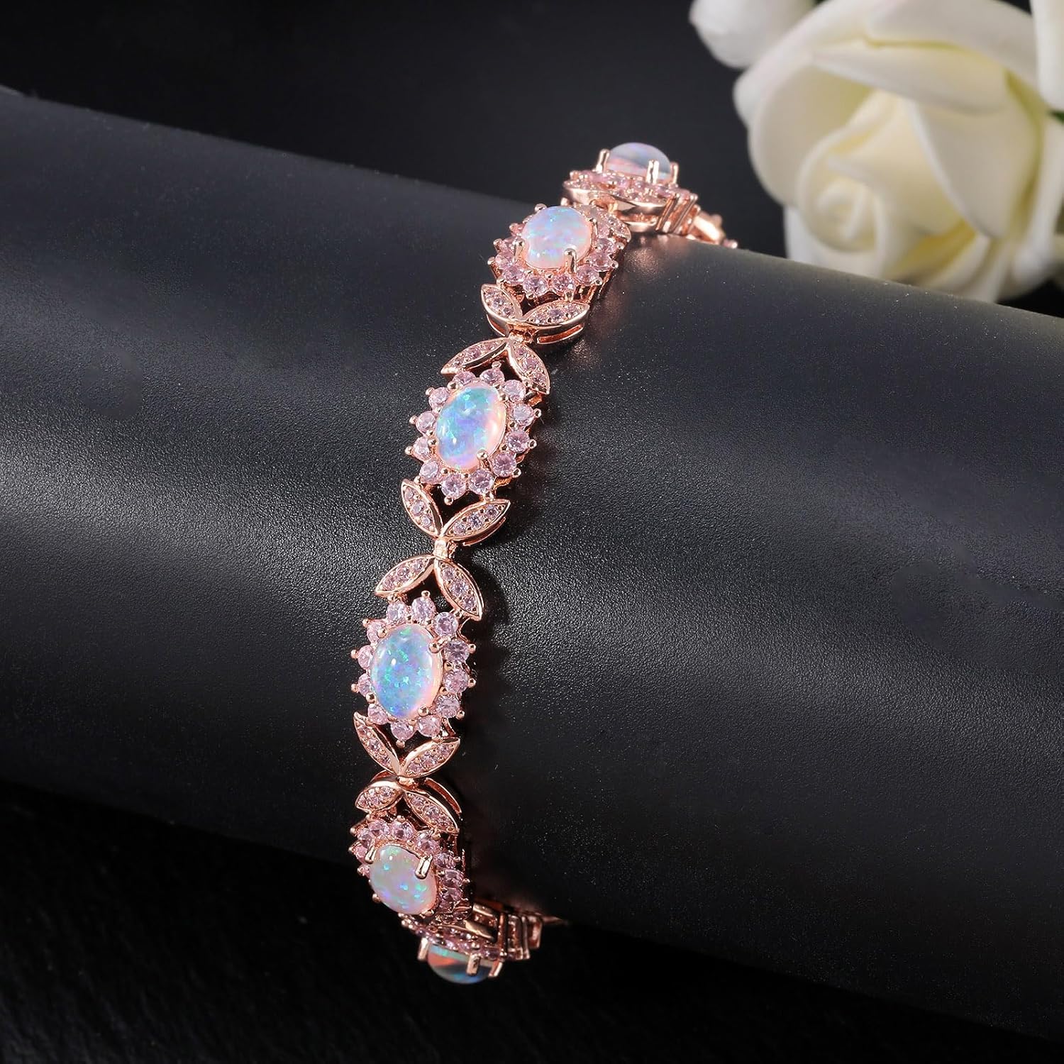 CiNily Fashion Sterling Silver or White Gold Plated Opal Bracelets for Bridal, Wedding, Prom, Party, Pageant, Evening Wear, Party Wear