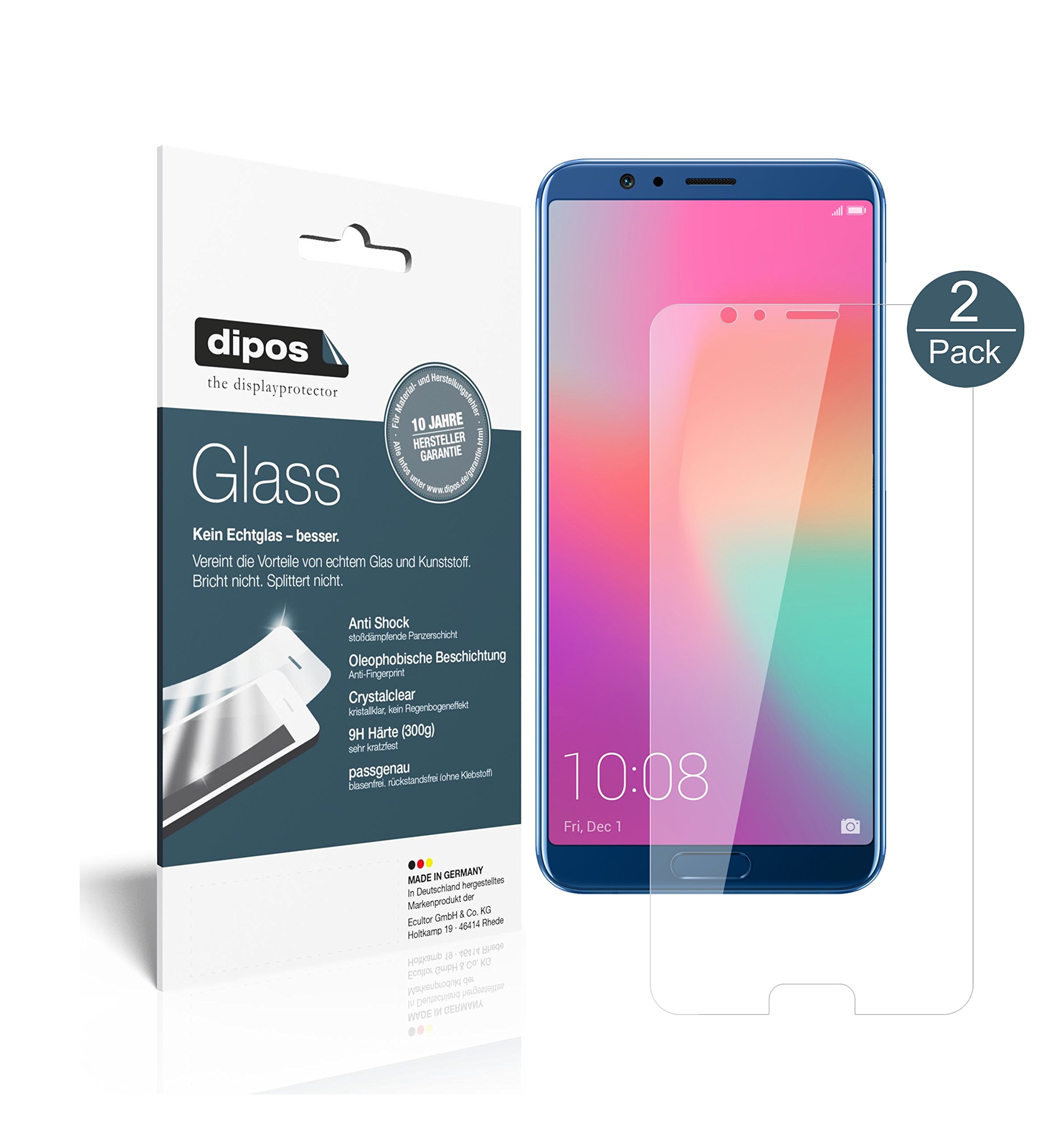 2x Pellicola per Huawei Honor View 10 Protettiva Protezione Cristallo dipos