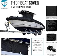 Vista 2 de EliteShield Cubierta Resistente para Barco con T-Top, Se Adapta a Barco de Consola Central de 18 pies a 20 pies de Largo con T-Top Hard-Top