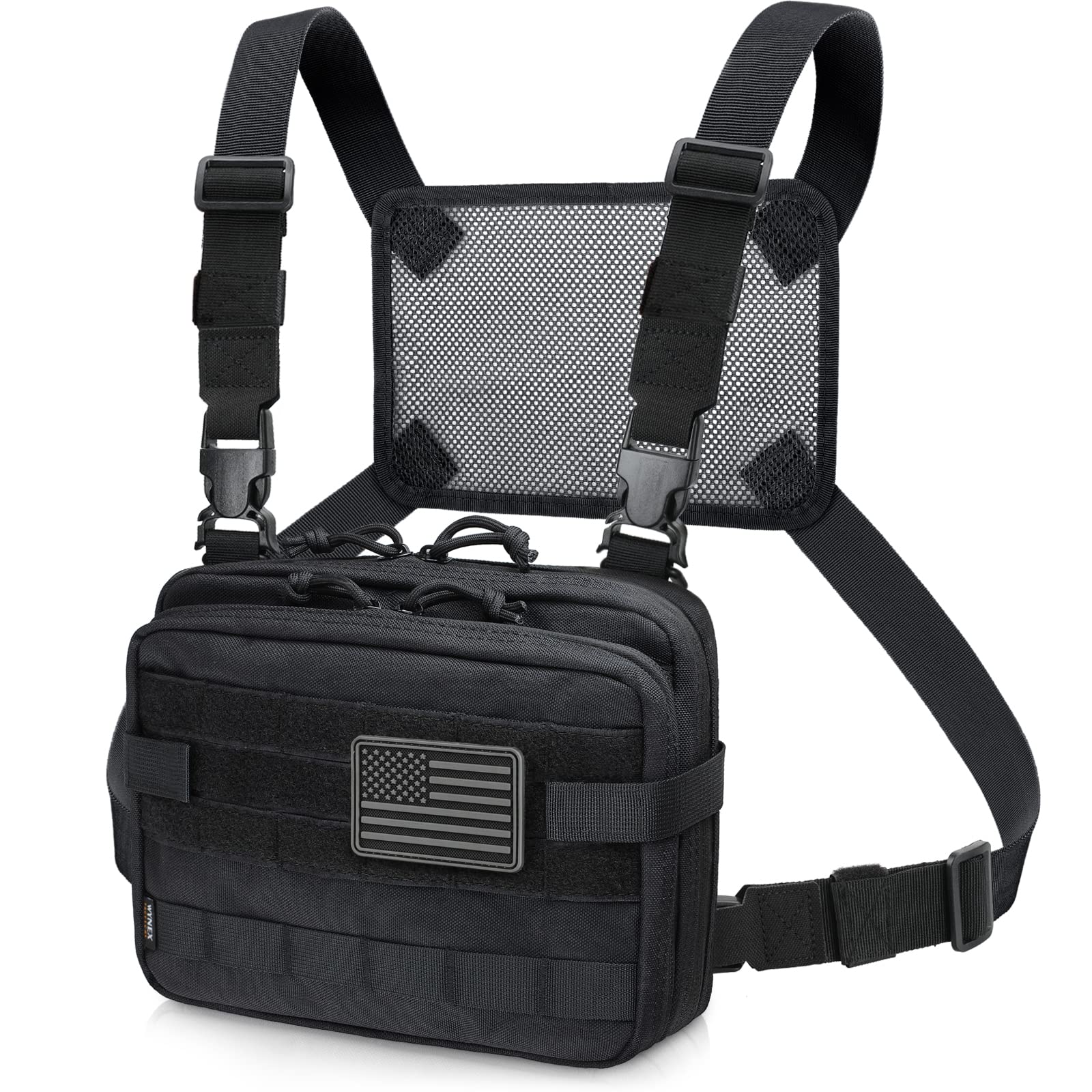 WYNEX Tactical Large Admin Pouch of Double Layer Design, Molle EDC EMT Utility Pouch with Map Sleeve Modular Tool Pouch Large Capacity Flag Patch Included