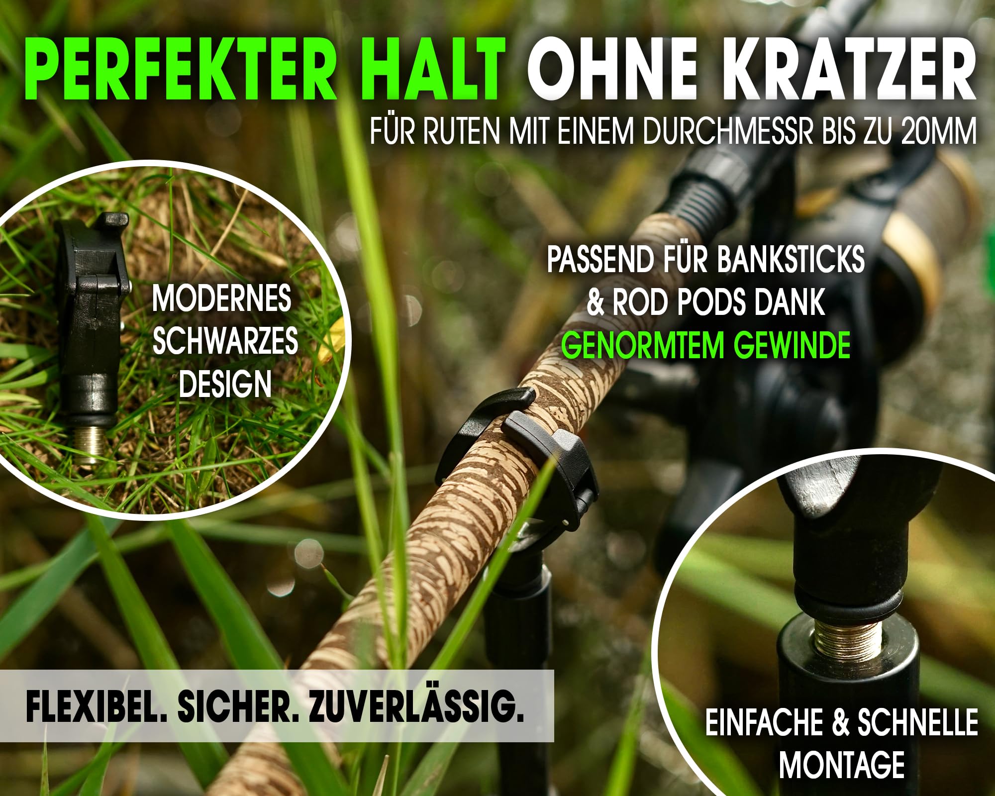 Angel-Berger Magic Baits Flexi Butt Grip nakładka na wędkę, czarna | Rod Reszt, Rod Pod, sztanga, Carp Tackle