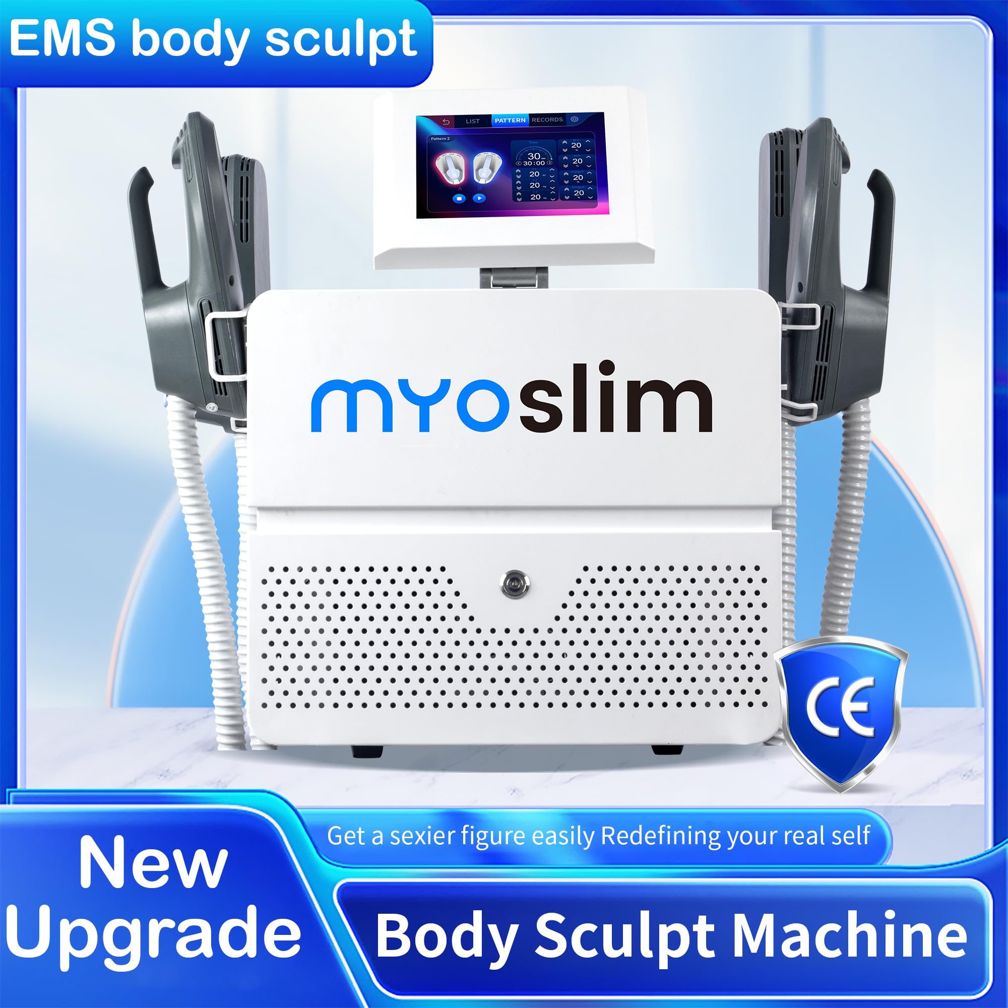 Myoslim Nova EMS Machine Electromagnetic Muscle Stimulation with Optional Pelvic EMS Pads, Body Slimming & Sculpt