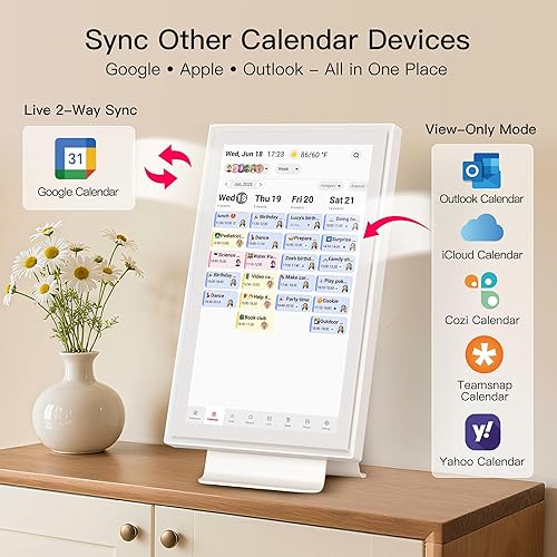 Miniatura 3 de Calendario digital de 15.6 pulgadas, planificador inteligente con pantalla táctil Full HD para horarios familiares, montaje en pared y escritorio,